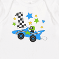 thumbnail image 3 of Inktastic Happy 1st Birthday Blue Racing Car Baby Romper Coveralls, 3 of 4