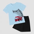 thumbnail image 2 of HCNTES Toddler Boy Firetruck Outfit Fire Engine Car Print Short Sleeve Tee and Drawstring Shorts 2-Piece Set Toddler Boys Short Set Clothes, 2 of 4