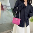 thumbnail image 4 of Bolso de mujer PU Bolso de hombro simple Bolso de mensajero cuadrado de color sólido (Rosa roja), 4 of 6