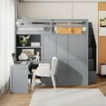thumbnail image 5 of Full Size Loft Bed with Wardrobe,Desk and Shelves,Grey, 5 of 6