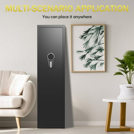 3-5 Gun Safe Deeper Gun Safe for Home Rifles and Pistols Quick Access Gun Cabinets with Digital Keypad and Alarm System Rifle Safe with Removable Shelf and Adjustable Gun Slot