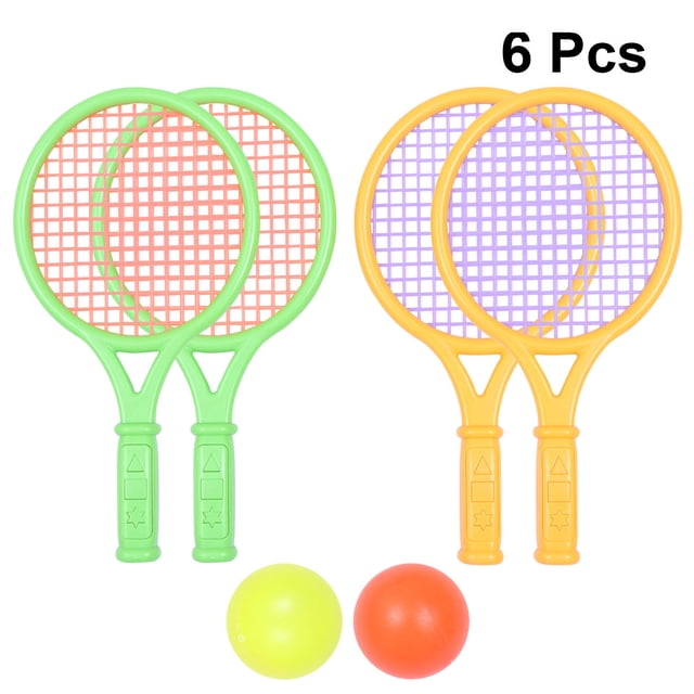 BEADCEST Plastic Tennis Racket Set for Children with Good Elasticity Balls Easy to Grasp Green 2 Sets