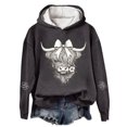 thumbnail image 1 of Chandail en Molleton Grande Taille, Chandail à Capuche Imprimé Vache Festif Graphique Western pour un Chandail en Molleton Confortable Thème Vacances Tenue Décontractée, Chandail en Molleton Col Rond Femmes, Taille : m, 1 of 6