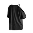 thumbnail image 4 of Pntutb Mujeres Moda O-cuello Sin Tirantes Sólido Camiseta tops Manga Corta Blusa Suelta Pntutb Pntutb-7906, 4 of 7