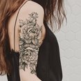 thumbnail image 1 of Lubelski Fashion Tattoo Sticker Temporary Black Roses Design Full Flower Arm Big Fake Tattoo Sticker Body Art Decal, 1 of 7