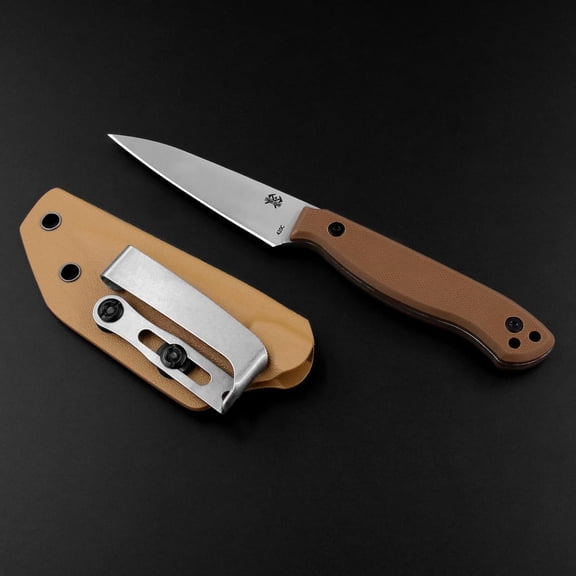 THRWCLUB 3.2" 420C Steel Fixed Blade Knife - G10 Grip Camping Survival Knife with Kydex Sheath & Clip for Hiking