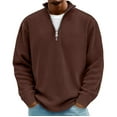 thumbnail image 1 of Pounoo Mens Tops Half Zip Ribbed Texture Long Sleeve Shirts Loose Fit Casual Daily Office Commute Comfortable Pullovers Gift, 1 of 7