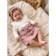 thumbnail image 5 of Loicainy Baby Toddler Girl Fall Outfit 6 12 18 24 Months 2T 3T 4T Solid Ribbed Long Sleeve Tops Floral Skirt with Belt Clothes Set, 5 of 9
