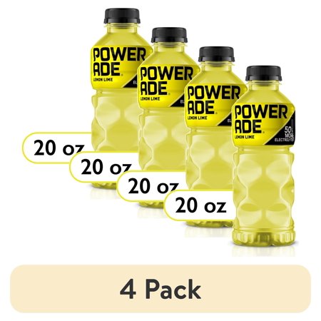 (4 pack) POWERADE Electrolyte Enhanced Lemon Lime Sport Drink, 20 fl oz, Bottle