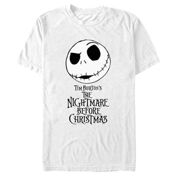 Men's The Nightmare Before Christmas Jack Face Movie Logo Graphic Tee White Small