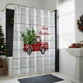 thumbnail image 4 of Merry Christmas Winter Bathroom Shower Curtain Red Truck Tree Gray Wood Grain Waterproof Washable Shower Curtains for Bathtub Bath Decor with Grommets and Hook 66 X 72 Inch, 4 of 8
