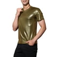 thumbnail image 4 of Lars Amadeus Men's Metallic Shiny Nightclub Short Sleeve Party Disco T-Shirt, 4 of 6