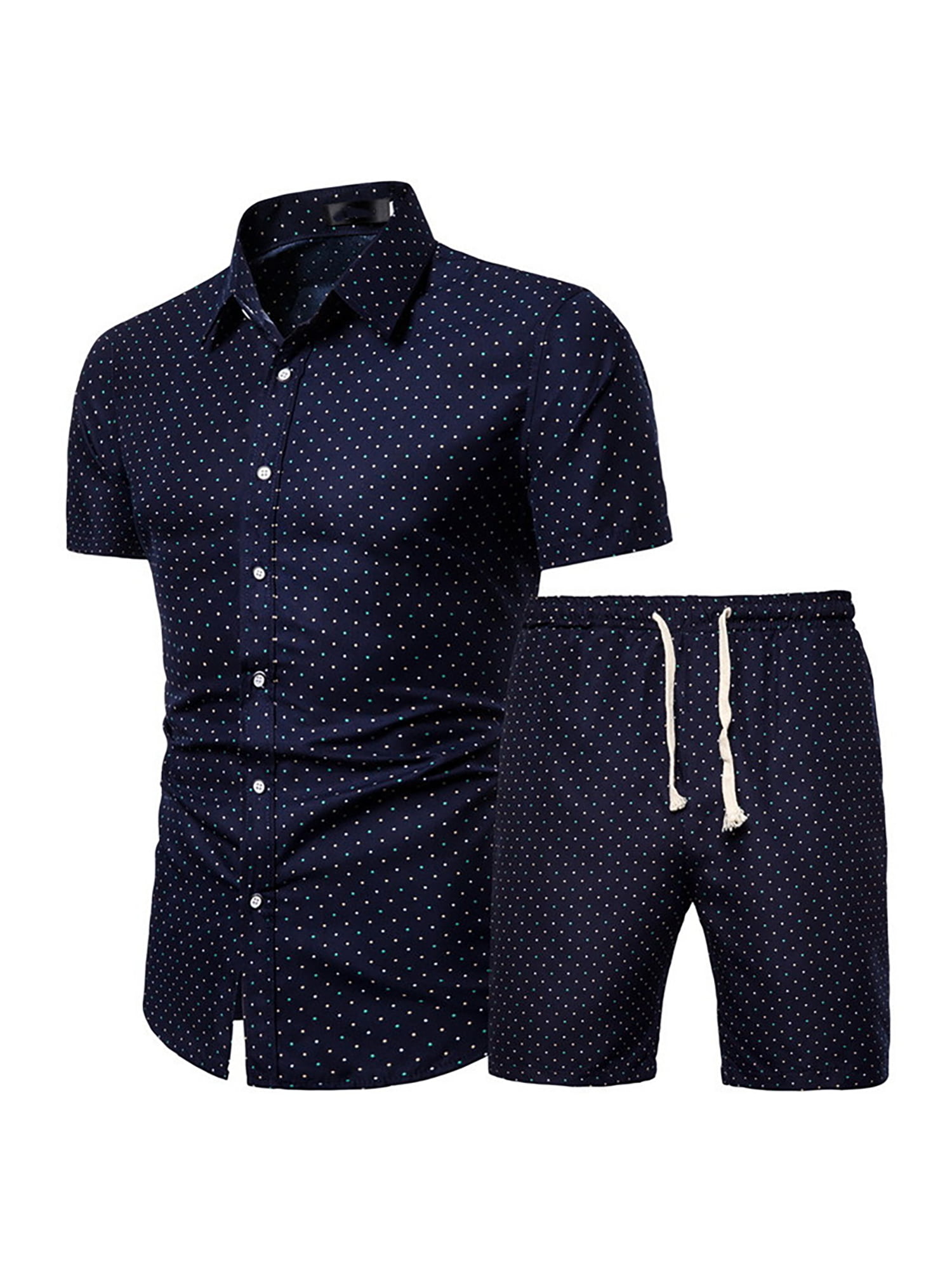 Mens Loungewear Set Summer,NEWONESUN 2 Piece Short Sleeve Cotton Outfit Lightweight Track Suit Sleepwear Plus Size