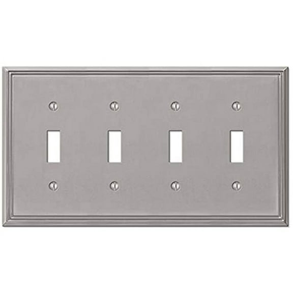 Amerelle 77T4BN Moderne Wallplate 4 Toggle Cast Metal Brushed Nickel 1-Pack