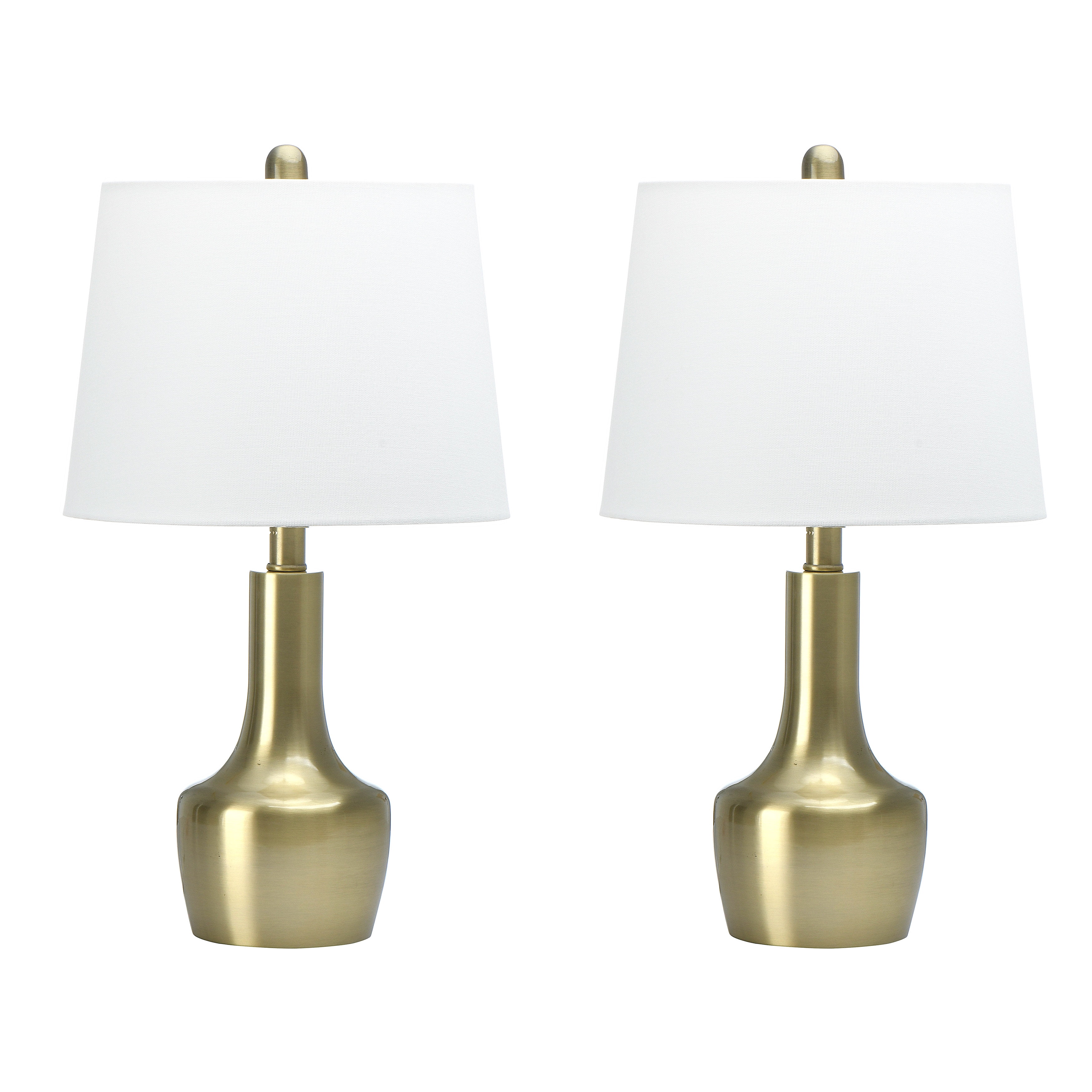Ember Interiors Gold Metal Table Lamps with White Linen Shades, 22