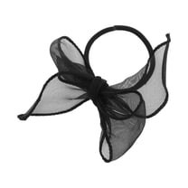 Unique Bargains 1 Pc Grace Solid Bow Ribbon Hair Elastic Band Black