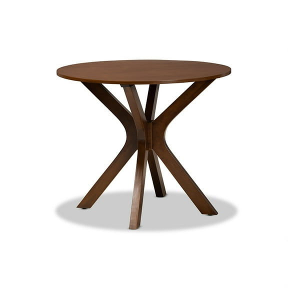 Baxton Studio Kenji Modern and Contemporary Walnut Brown Finished 35-Inch-Wide Round Wood Dining Table