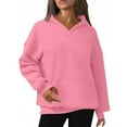 thumbnail image 4 of Chiccall Women's Hoodies Casual Solid Pullover Sweatshirts Oversized Loose Fit Fall Blouse Tops, 4 of 5