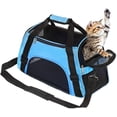 thumbnail image 1 of Bolsa transportadora para gatos aprobada por aerolíneas de lados blandos, transportadora de viaje plegable portátil para mascotas para gatos y perros, cómoda y segura (azul), 1 of 5