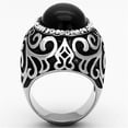thumbnail image 3 of Luxe Jewelry Designs Women's Stainless Steel Ring with Black Jet Synthetic Cat Eye Stone - Size 7, 3 of 4