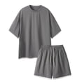 thumbnail image 2 of UVEASISHA Mens Big and Tall Short Sets 2 Piece Outfits Oversized Loose Tshirts and Shorts Lounge Set Comfort Casual Workout Outfit Gray 3XL, 2 of 7
