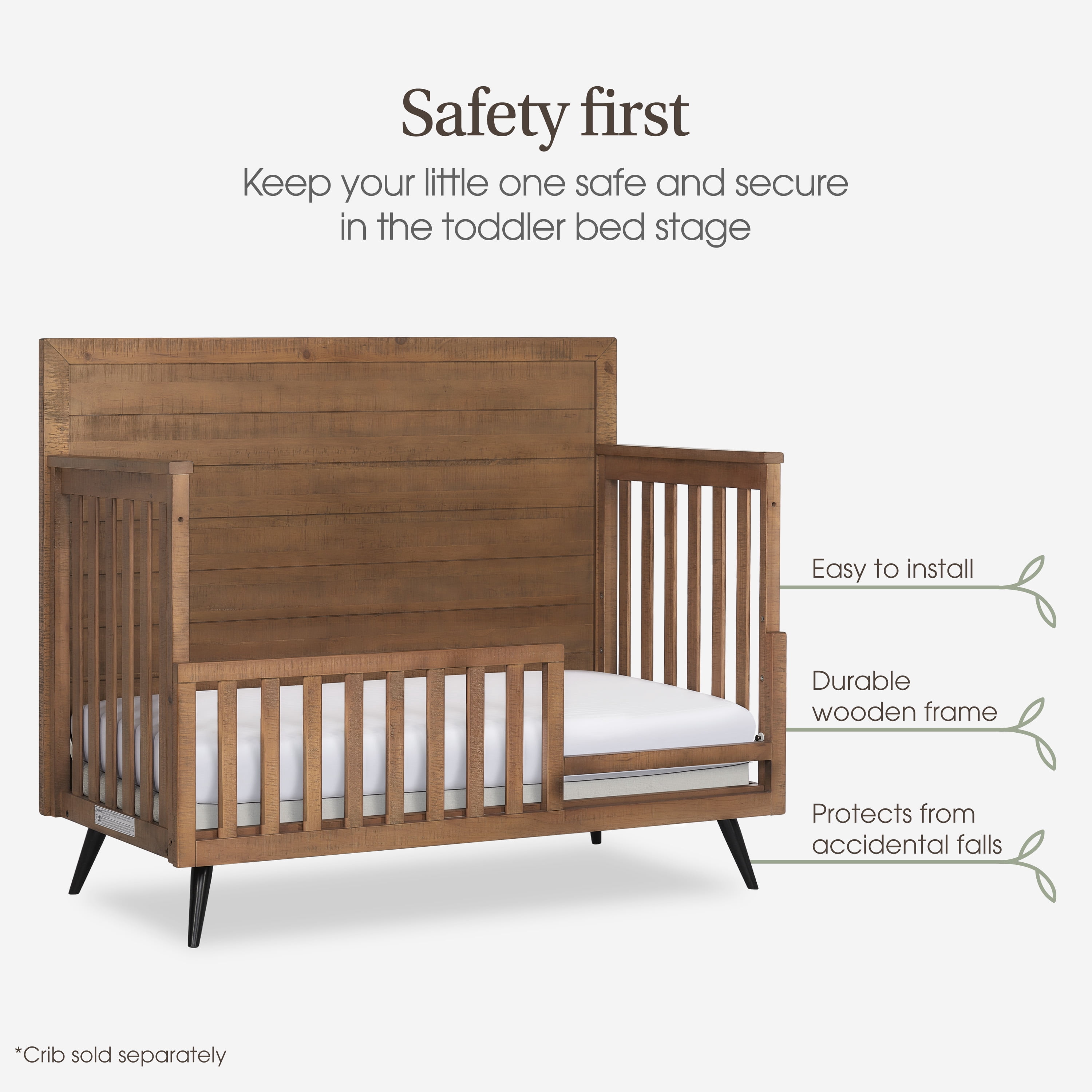 Evolur Convertible Crib Toddler Guard Rail, Sugar Cane