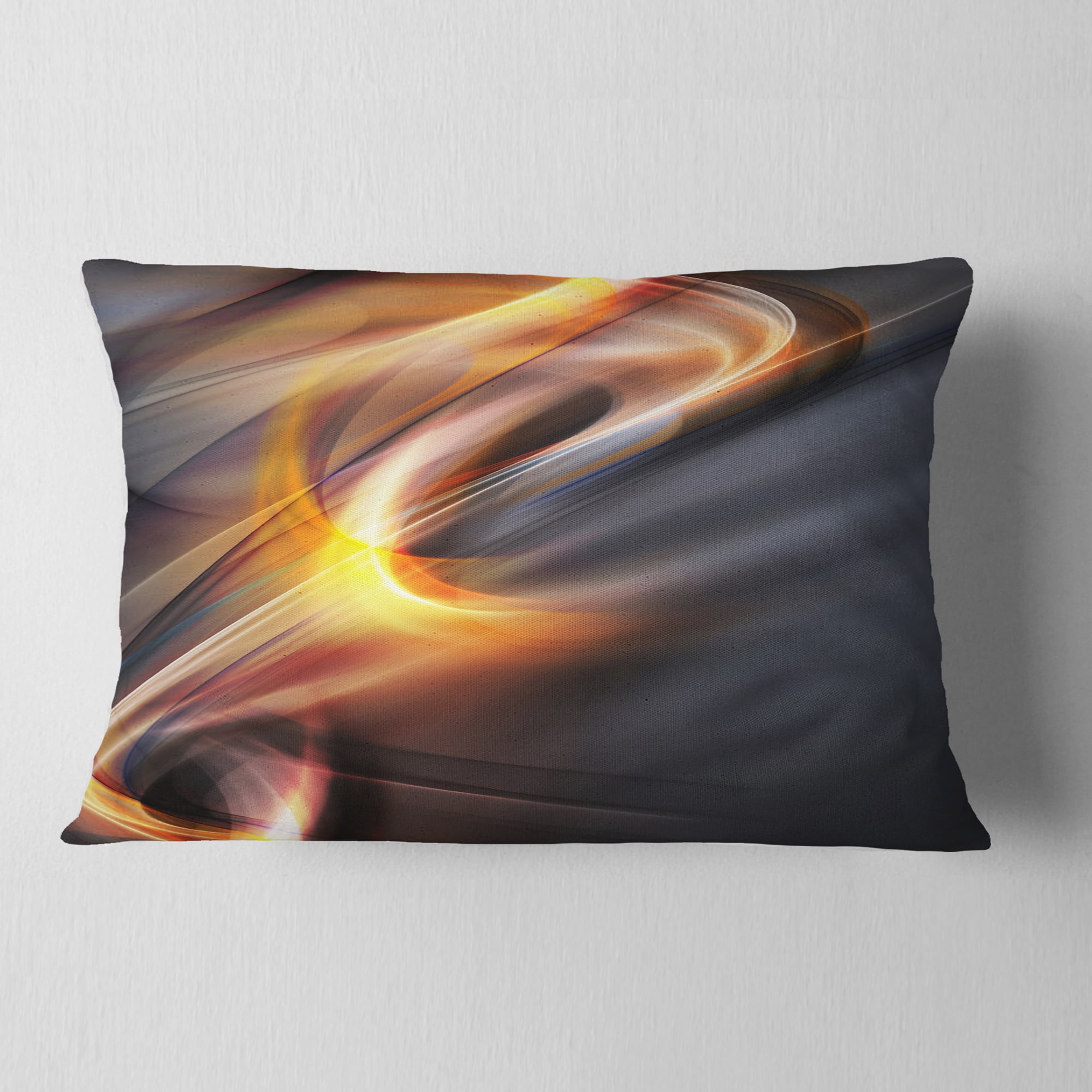 Designart Yellow Gray Light Art - Abstract Throw Pillow - 12x20