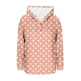 thumbnail image 5 of Trendy Hoodies Women Loose Casual Button V Neck Drawstring Hooded Sweatshirt Polka Dots Print Pullover Tunic Tops (L, Orange|Dots), 5 of 5