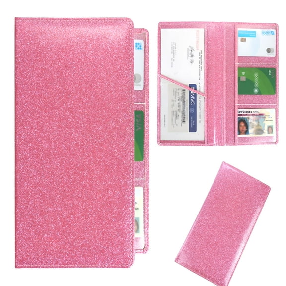 LAMIRO Registration and Insurance Card Holder Bling Glitter Car Essentials Document Holder for Cards, Driver Vehicle License Glove Box Compartment Organizer - 6 Pockets