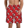 thumbnail image 2 of Uemuo Bulldog Red Pattern Men's Swim Trunks Hawaiian Beach Bathing Suit Swimsuits Beach Quick-Dry Shorts with Pockets-, 2 of 9