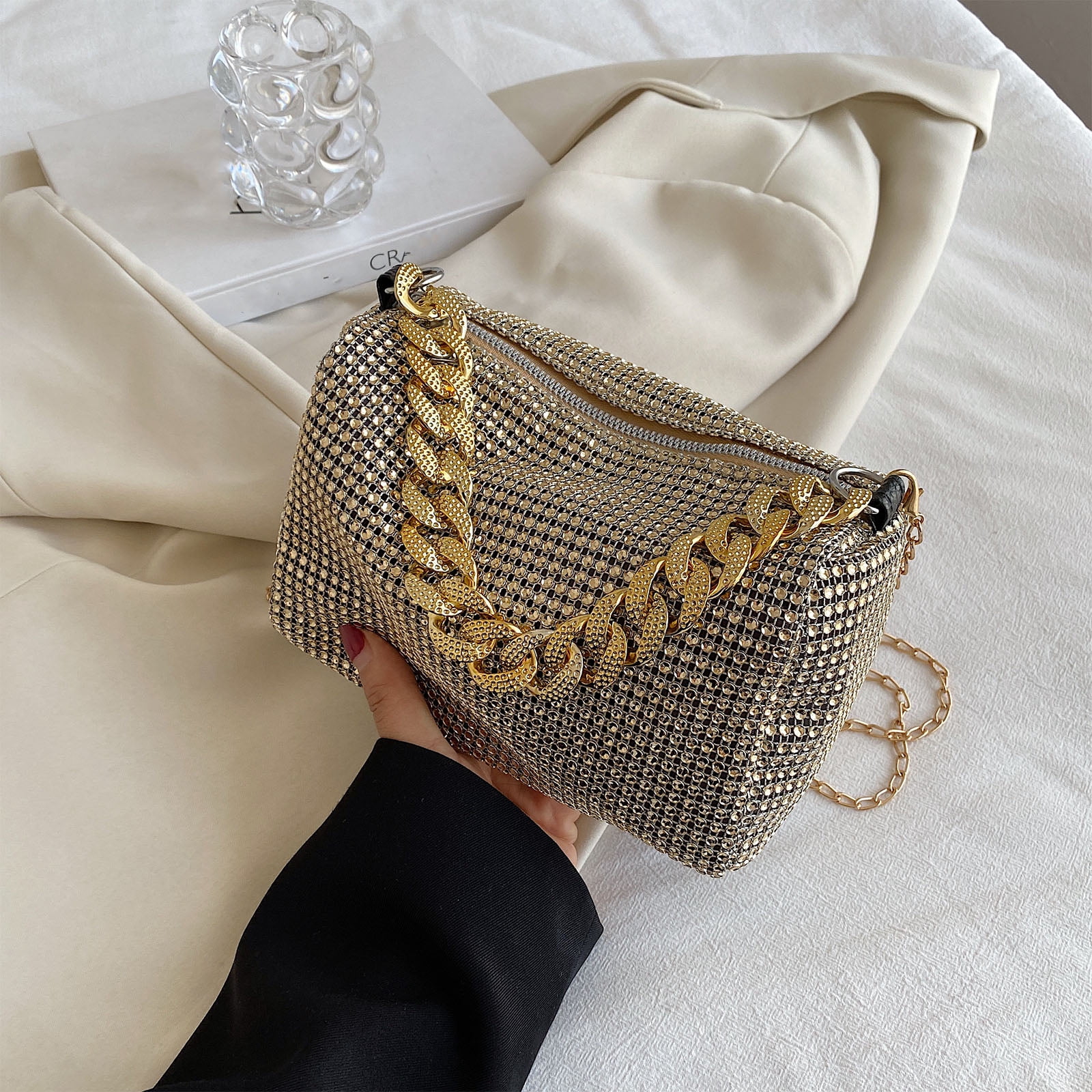 HeroNeo Beautiful Underarm Bag Glitter for Rhinestone Crossbody Bag Shoulder Bag Evening Bag Handbag for Masquerades Party