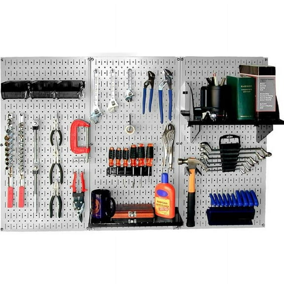 Pegboard Standard Tool Storage Kit, Gray & Black - 48 x 32 x 9 in.