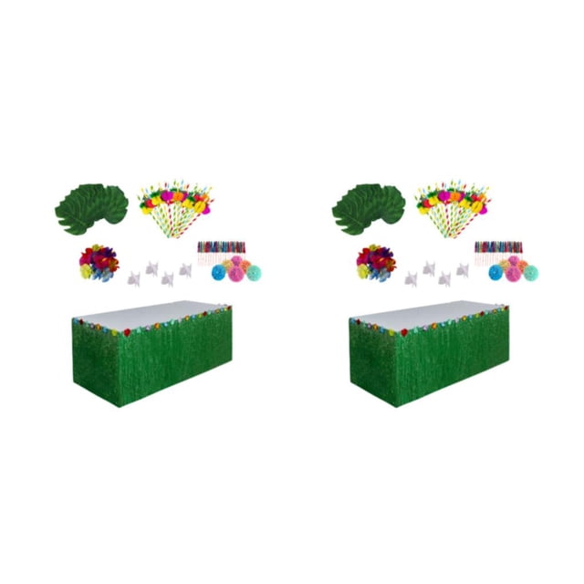 Cateissary 1 Juego de decoración de fiesta hawaiana Luau, de con borlas, hojas de palma, pajitas artificiales, Tropical, tipo de tema de playa tipo 4 2Conjunto