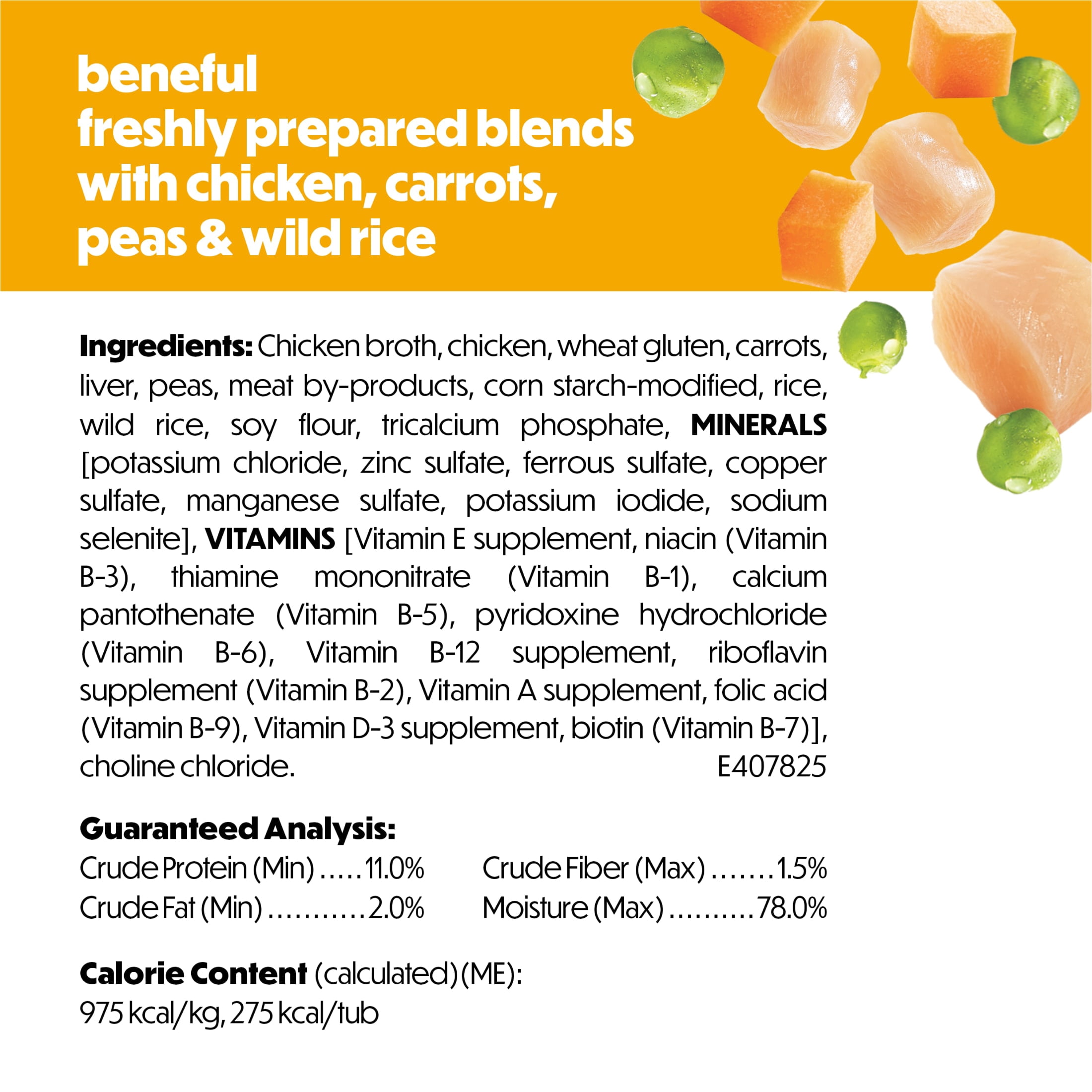 Purina Beneful Freshly Prepared Blends Wet Dog Food with Chicken, Carrots, Peas, and Wild Rice, 10 oz Tub