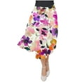 thumbnail image 4 of Nmnitkp Skirts for Women Casual Floral Prints Women's Pleated Skirt Chiffon Elastic Waist A-Line Midi Length Skirt Fashionable Trends Maxi Skirt, 4 of 7
