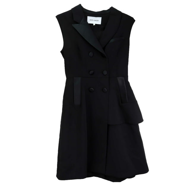 Dice Kayek Women's Black Ripple Dress In Crepe Fabric - 8