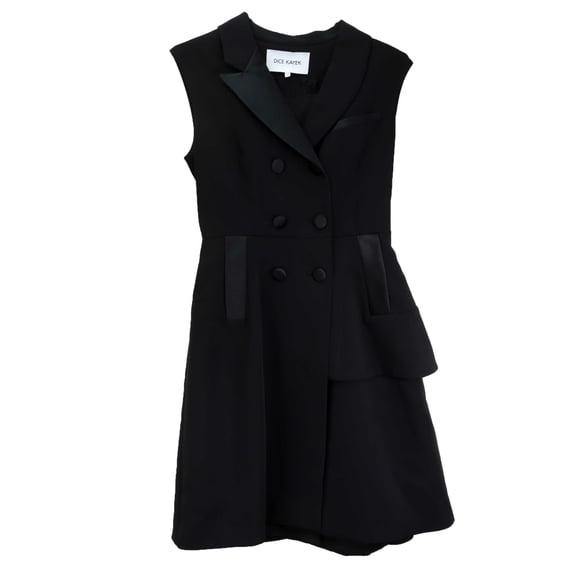 Dice Kayek Robe Noire à Ondulations pour Femmes en Tissu Crêpe - 8