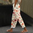 thumbnail image 2 of YUANGUANST Women's Wide Leg Pants Women's Spring And Summer Casual 3D Printed Back Pocket Cotton And Linen Pants Business Work Casual Pants, 2 of 4