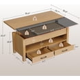 thumbnail image 3 of CazToi Table Basse de 40 Pouces à Plateau Relevable, Multifonction, Convertible en Table de Salle à Manger avec Tiroirs et Rangement Caché, 3 of 8