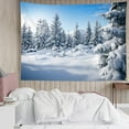 thumbnail image 2 of Winter Forest Tapestry Blue Sky Snow Mountain and Snow Covered Pine Tree Tapestry Wall Hanging Natural Landscape Tapestry Wall Hanging for Bedroom Living Room Dorm Wall Art Home Decor 60x40 inch, 2 of 7