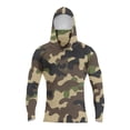 thumbnail image 2 of Men's UPF 50+ Sun Protection Camo Hooded Shirt with Integrated Face Cover Long Sleeve Lightweight Rash Guard Shirts Camouflage M, 2 of 4