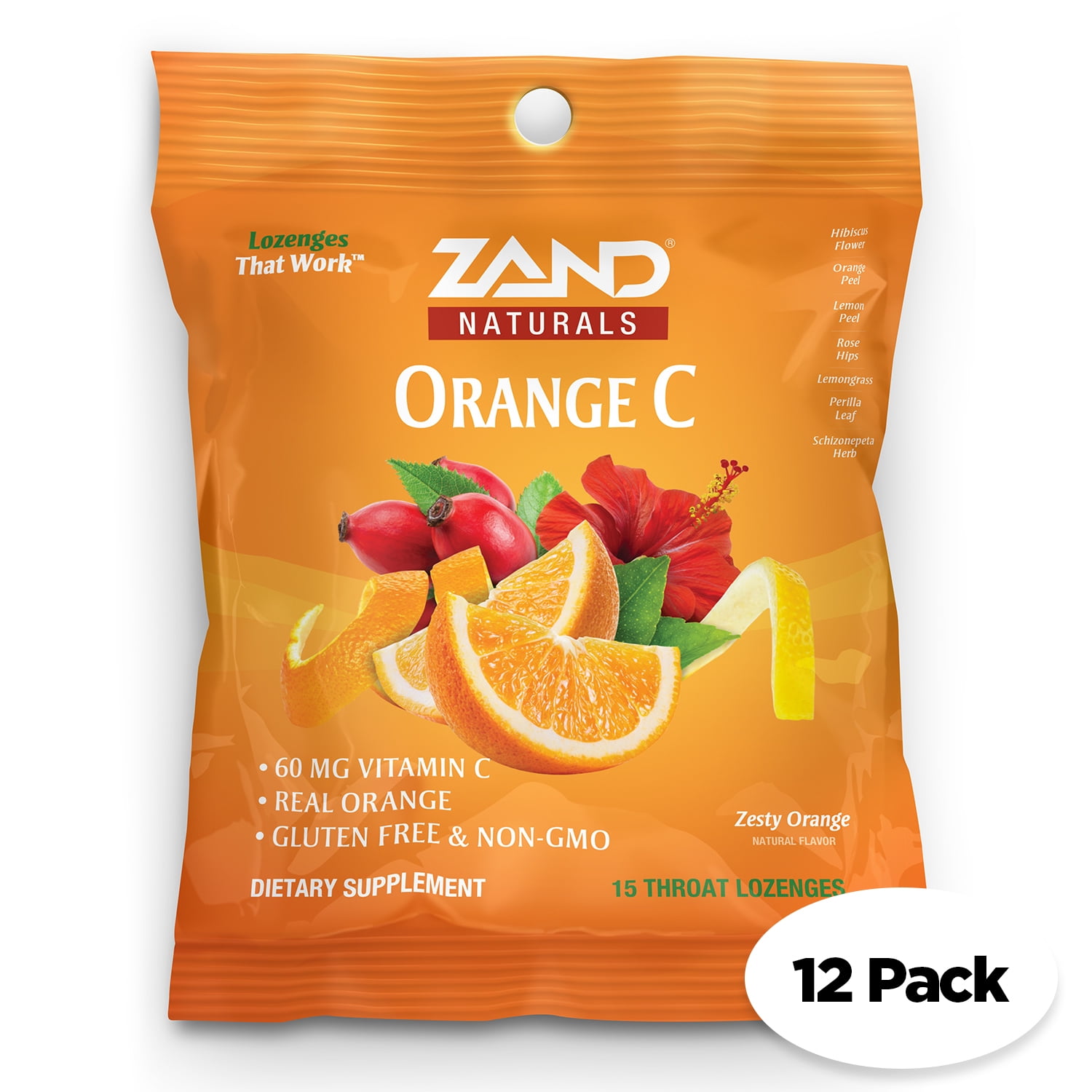 Zand Immunity Orange C HerbaLozenge Vitamin C Throat Drops w/ Soothing Herb Extracts NonGMO