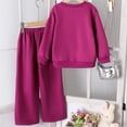 thumbnail image 4 of LIIPEE Girls Outfits Casual Bow Printed Long Sleeve Crew Neck Tops Solid Color Pants Two Piece Set Toddler Kids Breathable Soft Comfortable Cute Daily Clothes,Purple,4-5 Years, 4 of 8