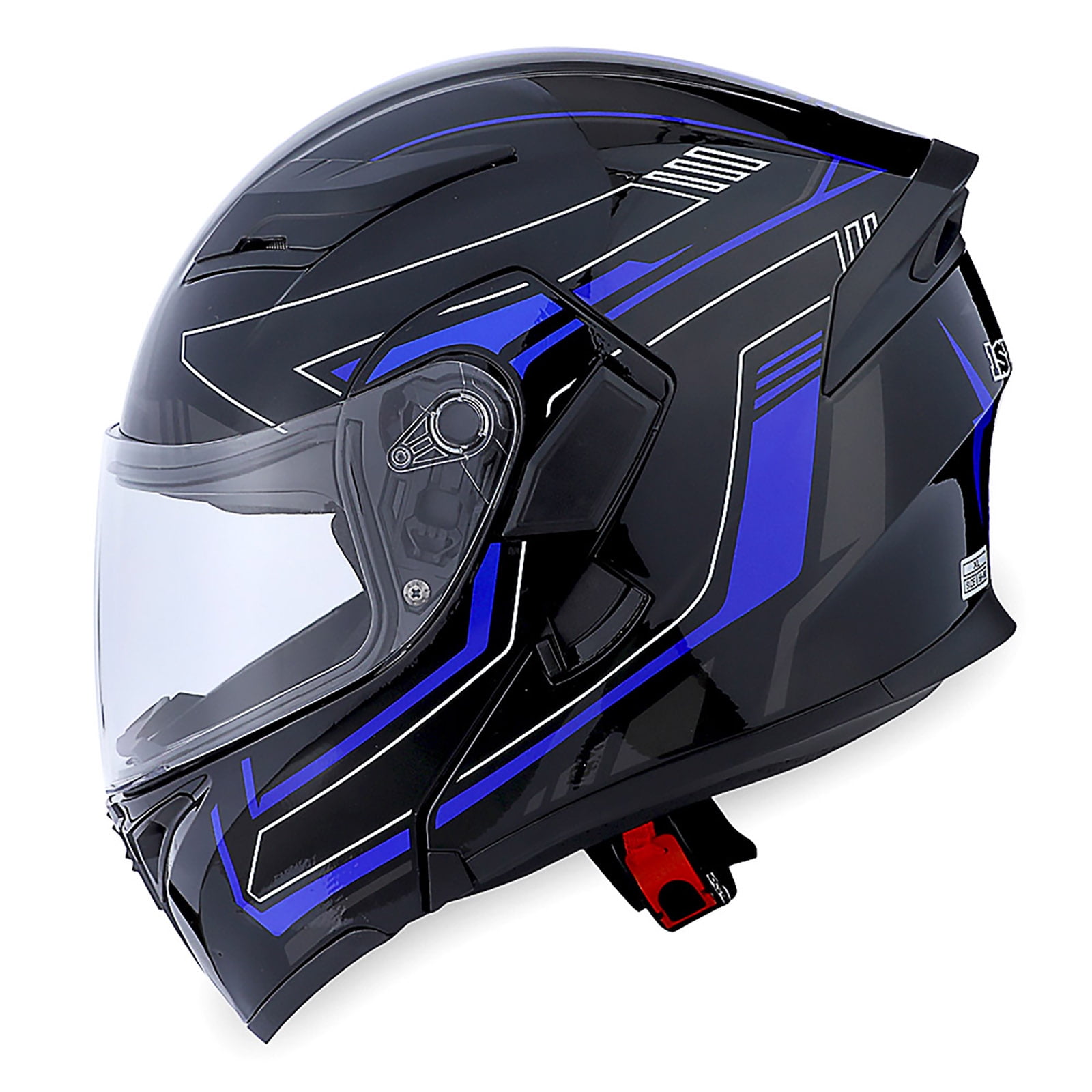 1Storm Adult Motorcycle Modular Flip up Street Bike Full Face Dual Visor Helmet HB-B89CLS Arrow Blue