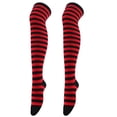 thumbnail image 2 of Women Socks Striped Knee High Socks Arm Warmer Fingerless Gloves Set for Halloween Christmas, 2 of 6