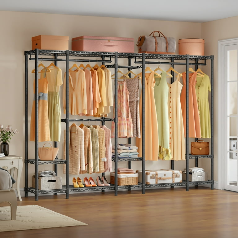 VIPEK V50i Extra Large Portable Closet Rack Bedroom Armoire Freestanding Wardrobe Closet Heavy Duty Clothes Rack Multi Functional Metal Clothing