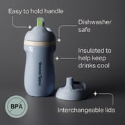 Tommee Tippee Insulated Multi-Lid Toddler Sporty Cup, 12m+, 9oz, Non-Spill, Blue, 1 Pack