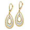 thumbnail image 2 of Real 14kt Two-tone Diamond Cut Leverback Earrings; for Adults and Teens; for Women and Men, 2 of 3