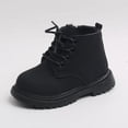 thumbnail image 5 of Boys Girls Autumn Winter Leather Boots Fashion British Style Handsome Casual All-Match Comfortable Simple Side Zipper Design Plus Velvet Warmth Non-Slip Short Boots, 5 of 7