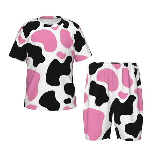 Balery Cow Spots Conjunto de Pijama Infantil de Manga Corta con Estampado – Ropa de Dormir de Algodón Suave-3X-Large